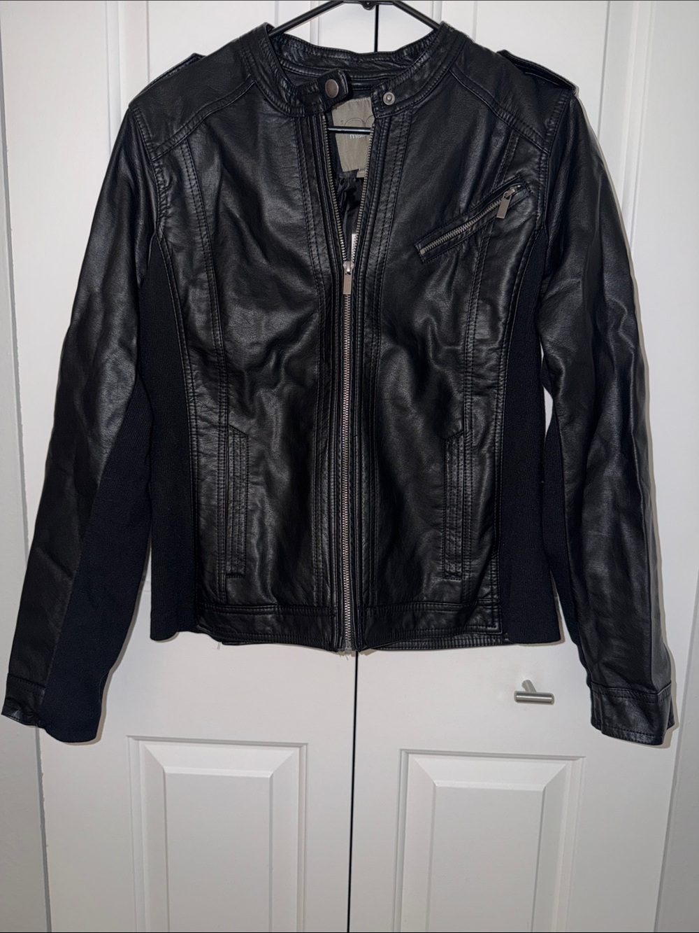 Maurices Black Faux Leather Zip Front Jacket
